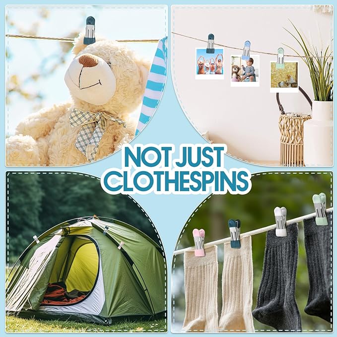 Clothes Pins, 10 Pack Chip Clips, 2.17-inch Clothespins, Bag Clips, Mini Clothes Pins for Photo, Chip Clips Bag Clips Food Clips, Heavy Duty, Bag Clips for Food, Mini Clothespins