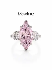 MAXINEJEWELRY 6.0ct Pink Marquise Cut 5A Cubic Zirconia Engagement Ring - CZ Marquise Engagement Rings for Women, Multi-Occasion Use Jewelry for Proposal, Wedding