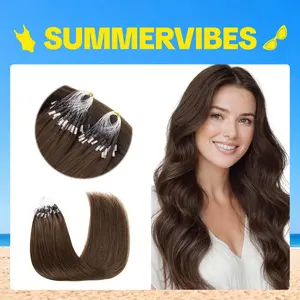 GOO GOO Micro Link Hair Extensions Real Human Hair 14-24Inch 50g-50s/30g-25s, Cold Fusion, Invisible Remy Hair, Glueless Micro Loop Micro Ring Hair Extensions Silky Straight Natural Micro Bead Hair Extensions#Summervibes