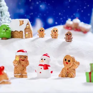 Christmas Resin Figurines Set, Gingerbread Man, Snowman & Reindeer, Holiday Decorations, Car Ornaments, Dollhouse Accessories