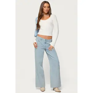 Pinstripe Low Rise Baggy Jeans