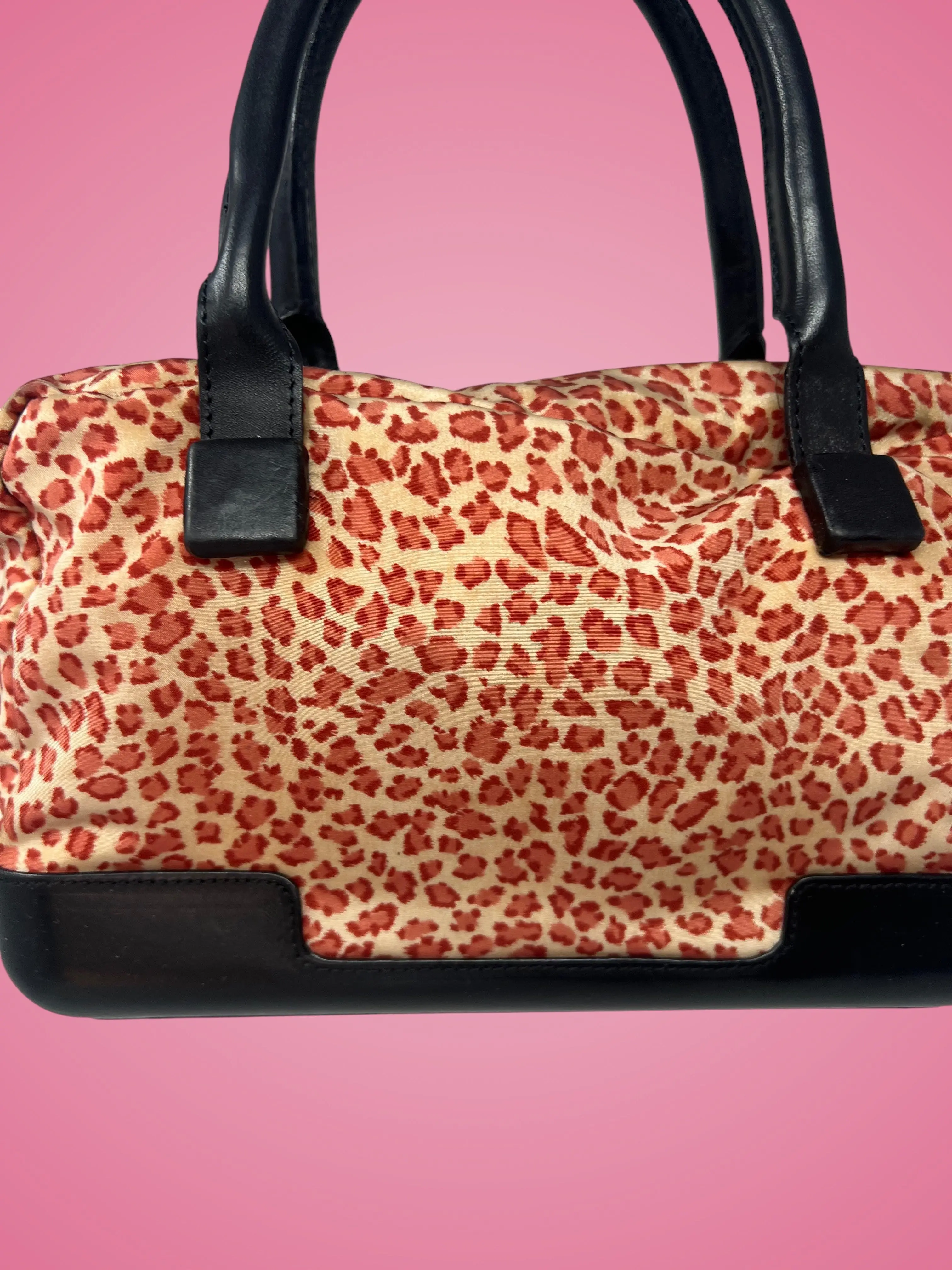 Pre-owned Bottega Leather Shoulder Bags Veneta Leopard Print Nylon