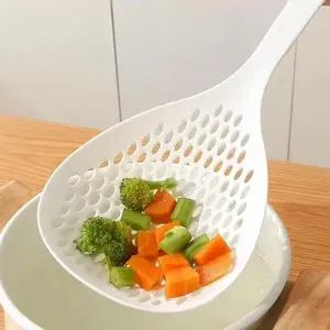 Long Handle Colander Spoon, 1 Count Solid Color Slotted Spoon with Hanging Hole, Kitchen Cooking Tool, Kitchen Cooking Accessories, Kitchen Utensils and Gadgets, Kitchenware, Summer Gift