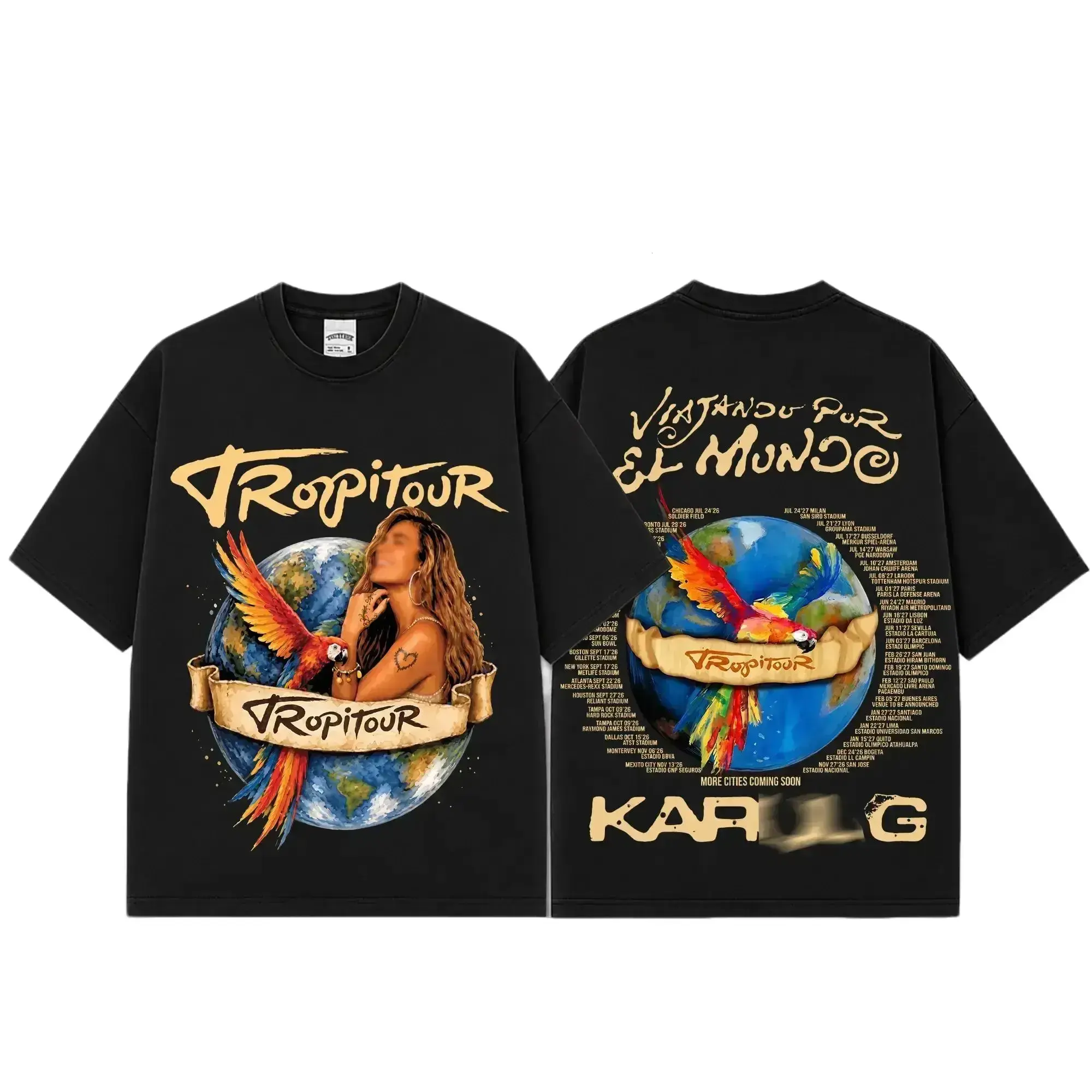 [FREE SHIP] Tropitour Viaje por el Mundo 2026 Graphic Cotton T-Shirt, Tropicoqueta Album Fan Tee, Latin Pop World Tour Shirt, Tropical Parrot Concert Merch