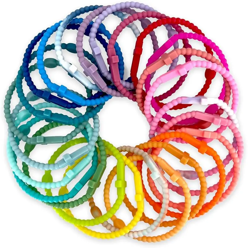Christian Silicone Wristband Bracelets, 25-Pack Adjustable Shiny Cross Pendant Bracelets & Bangles, 1-Size Daily Wear Faith Jewelry for Men-Women, Perfect Gift for Him or Her for Easter-Church Events, Wristband Bracelet, Gift-Ready