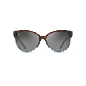 Maui Jim 'Olu'olu Sunglasses GS537-01F Translucent Dark Chocolate with Blue Frame Neutral Grey Lenses