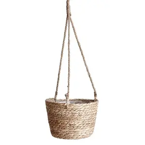 Hanging Plant Basket, Hanging Flowers Basket, Woven Plant Storage Basket, Indoor Outdoor Flower Pot Holder, Plant Hangers, Home Decor Supplies