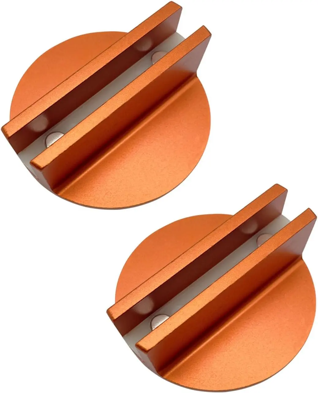 Magnetic Jack Pad, Universal Grooved Magnetic Jack Pad Aluminum Pinch Weld Jack Adapter with Large Slotted Orange Jack Stand Pinch Weld Adapter for Most Model Cars (Orange-2 Pack)
