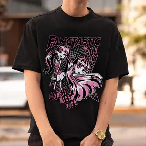 Fangtastic Cartoon Graphic T-shirt, Monster High Tour, Doll Lover Tee, Cool Streetwear