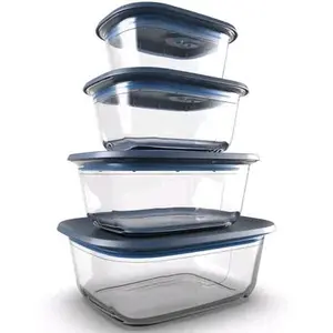 New Tupperware Voila Rectangular Glass Food Essential Storage Set of 4