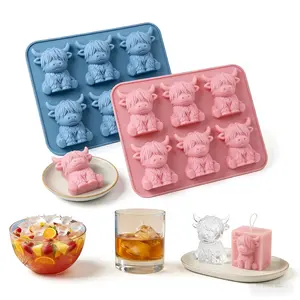 2pc Cute 3D Mini Highland Cow Silicone Ice Cube Trays, Animal Shape Ice Molds for Chocolate Candy Jelly Homemade Snacks, Kitchen Gadgets & Home Bar Essentials#Mother's Day