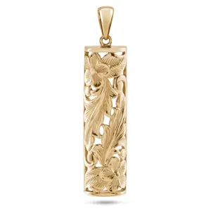 Hawaiian Heirloom Plumeria Pendant in Gold - 38mm