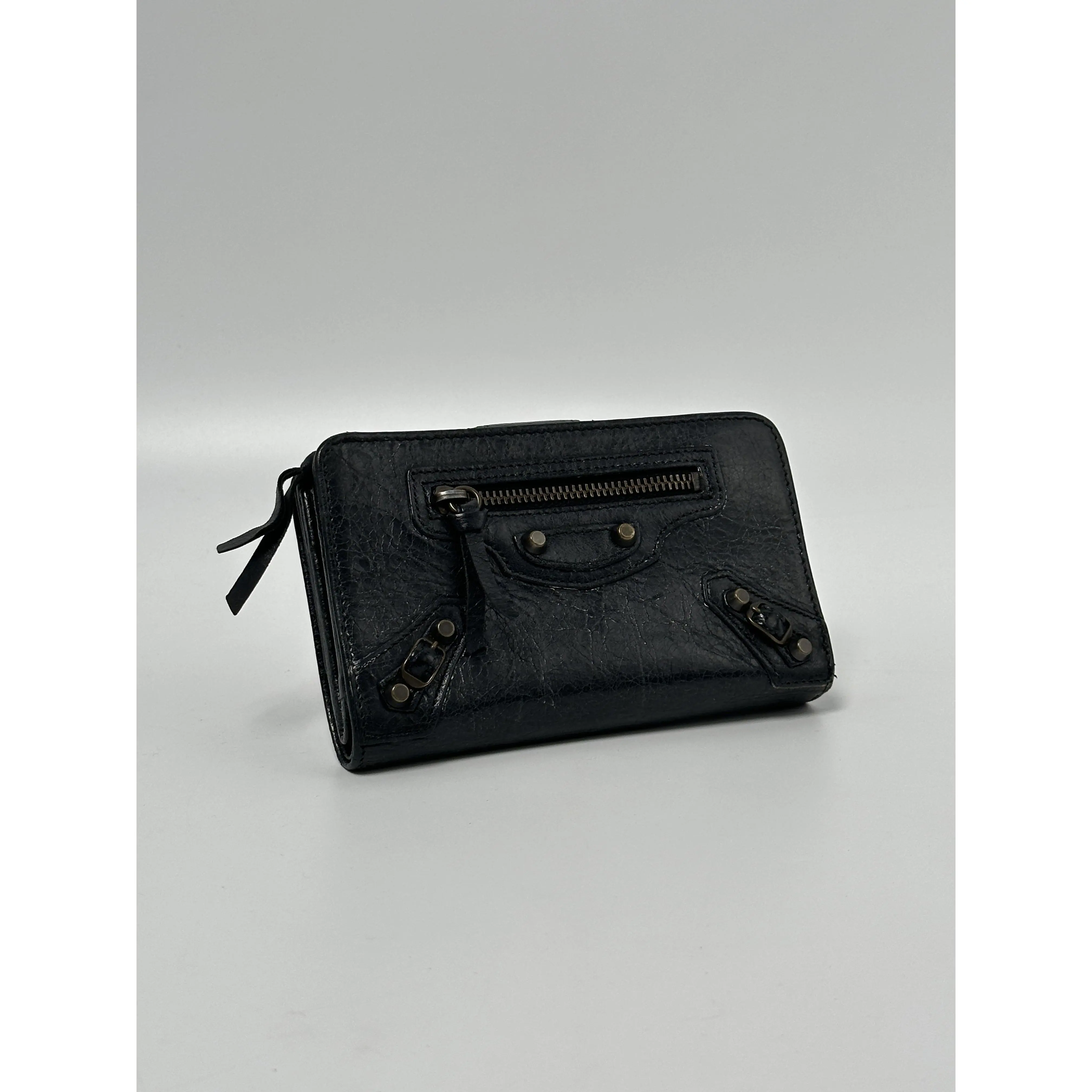 Pre-owned Balenciaga leather Wallet Black Classic Continental JD822BB