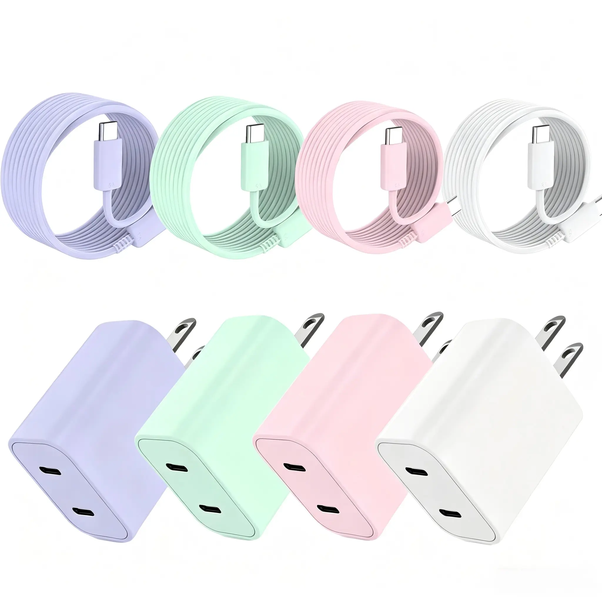 45W Dual Port USB C Fast Charger with 10FT USB-C Cable for iPhone 17 Pro Max/17 Air/16e/16/15, Fast Charging Block for Phones & Devices