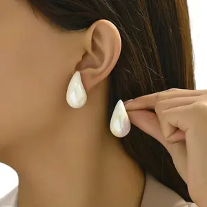 White Tear Drop Eaerings