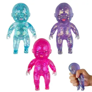 3Pcs Squishy Glitter Dancing Stress Balls, Ultra Soft Slow Rising Fidget Toys, Moldable Sensory Squeeze Balls for Anxiety Relief, Ideal Holiday & Birthday Gifts for Kids & Adults