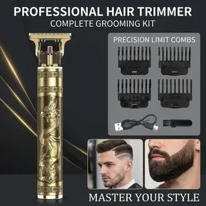 Alloy Dragon and Phoenix Hair Clipper, Men's Hair Clipper, Suitable for Salon Shaving and Beauty Tools - Men's Gift, Full Set of Professional Hair Clipper Tools, Shaver with Guide Comb and Charging Cable Organizer Hanging