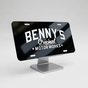 Benny's Original Motorworks Logo Vehicle Car Plate, 12"x6" Car Exterior Accessory, Home Decor Plaque, Custom License Plates
