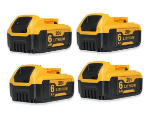 AERDU Toolbox 4PACKS Replacement DeWalt 20v Battery 6.0Ah , Replacement DeWalt Battery 20V Max DCB206,204,203,210, Compatible with DeWalt 20V Cordless Power Tools