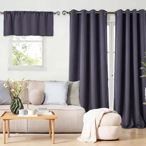 6 Panels Combination Grommets CurtainsIncluding: 2 Pcs 52x18 Solid Full Blackout Curtains & 4 Pcs 54x18 Solid Full Blackout Valances Living Room Kitchen Bathroom Grommet QF222 FT1700 Summer gift blackingapartment living cortinas noise reduction