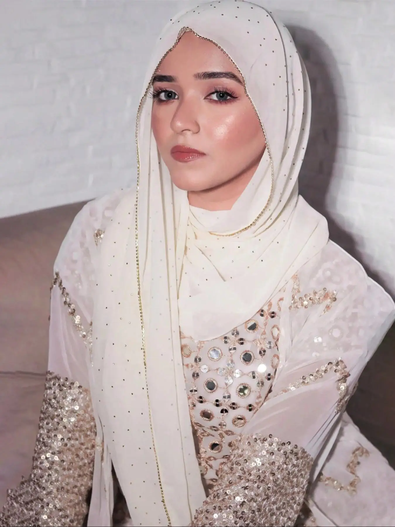 Women's Rhinestone Decor Chiffon Khimar, Modest Casual Solid Color Long Hijab for Daily Wear, Fashion Accessories for Women & Girls