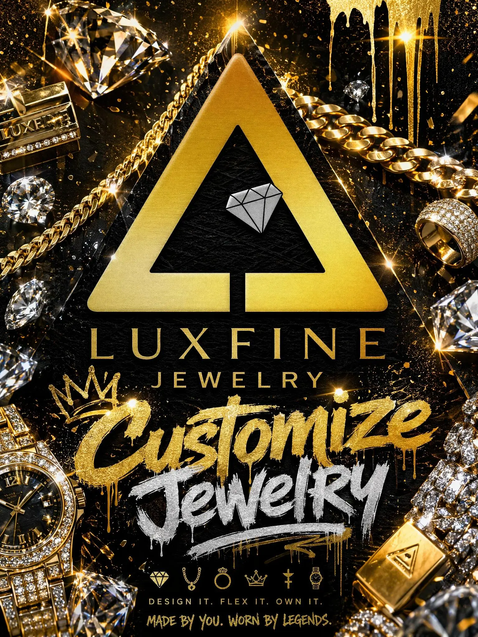 LUXFINE Customize Pendants/Chains Links for Hip-hop Jewlery Items,Iced-Out,Moissanite,CZ with Multiple Metal Option for Jewelry Bling Accessories Fashionable Accessory Customizable Charms