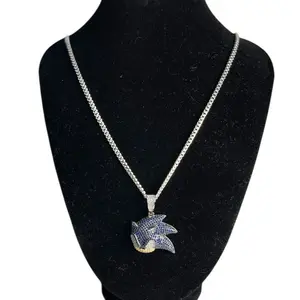 Video Game Character Pendant Necklace with Sparkling Design and Chain Jewelry Accessory