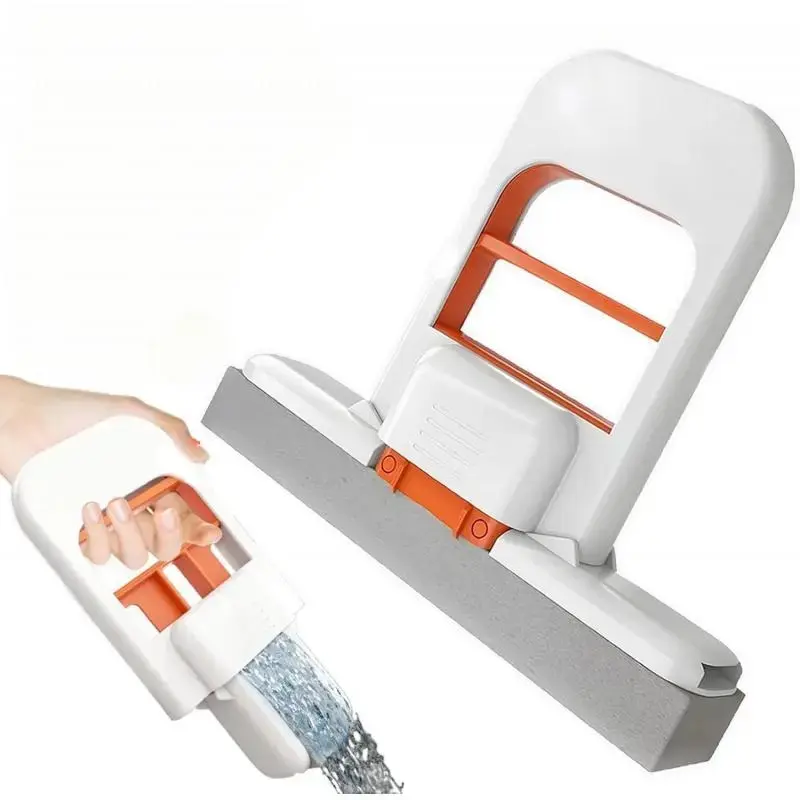 2026 New Upgrade Lightweight Handheld Mop - Self-Squeeze Wet-Dry Cleaner, Multifunctional Compact Floor Tool, Multi-Surface Cleaning Squeegees for Bathrooms/Kitchens, Easy Storage for Dorm Apartments, Orange Home Care Essential