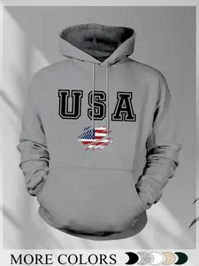 American Patriotic Usa Hoodie, Flag Design, Multiple Colors Available, Casual Fitted Style, Perfect for Fall Season