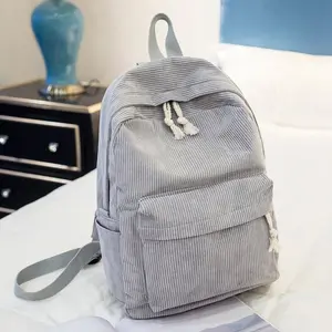 Corduroy Solid Color Backpack For Women, Simple Stylish Large Capacity Casual Daypack, Trendy Soft Corduroy Shoulder Bag Perfect For College Students Campus Life Daily Commute Shopping And Everyday Casual Outdoor Use