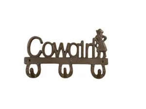 Western Decor Cast Iron Coat Rack with Cowgirl Design Wall Mount Hooks for Keys & Hats Durable Home Decor 10 1/4" x 6 1/4"