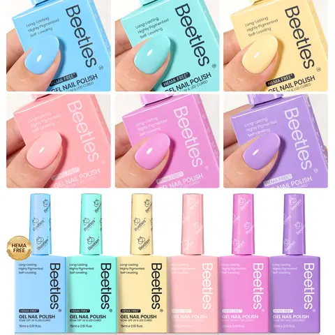 Beetles Hema-Free Pastels Gel Nail Polish Set - Unicorn Collection, 6 Colors Fairy Tale Dream, 7.5ml Bottle, Safe Long-Lasting Soak-Off UV-Cured Formula for At-Home Manicure, Daily Selfcare Gift for Adults