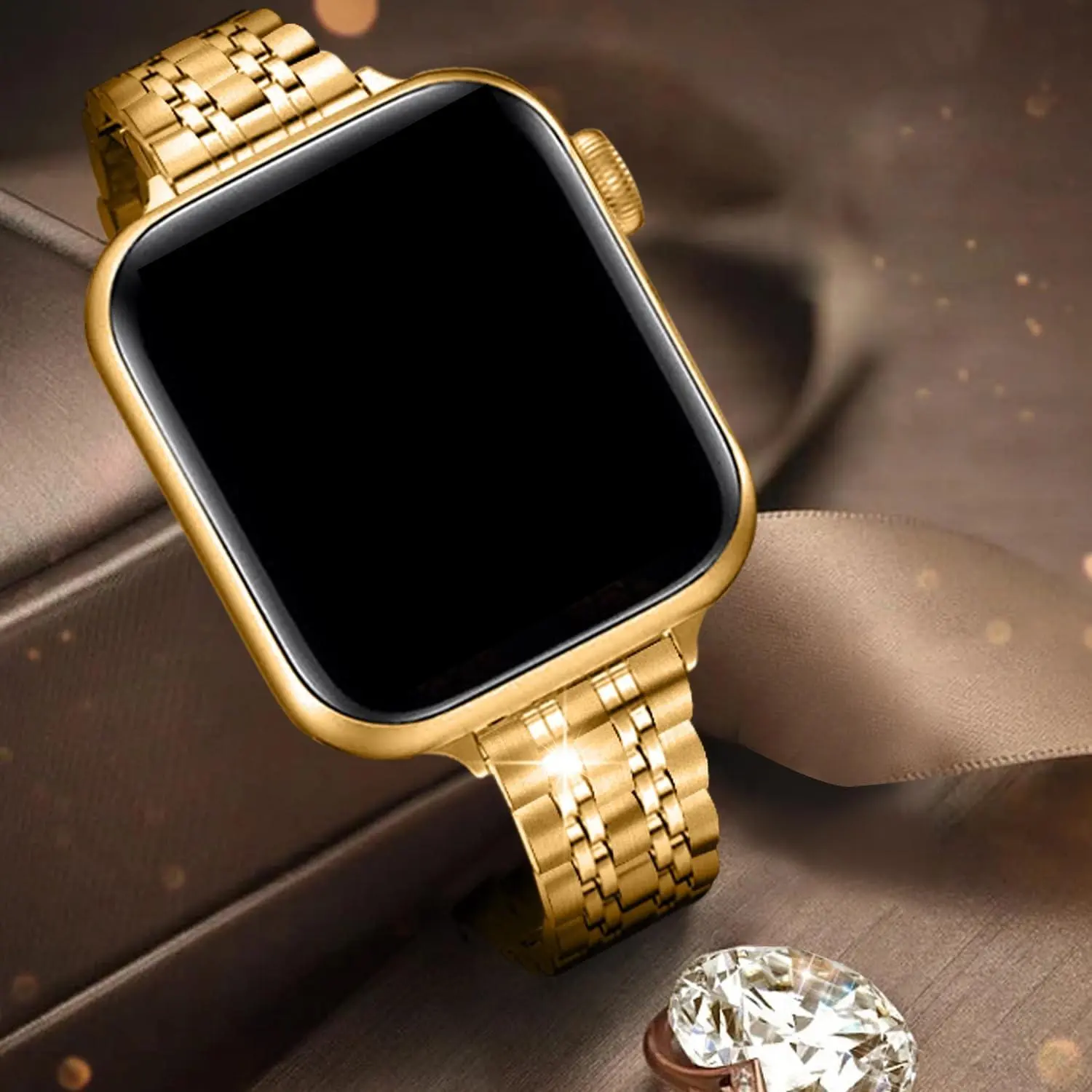 Gold Smartwatch, White Earphones 10-in-1 Set, multiple bands. 49MM aluminum case LIGE Smart Watches for Women, Women main image 3