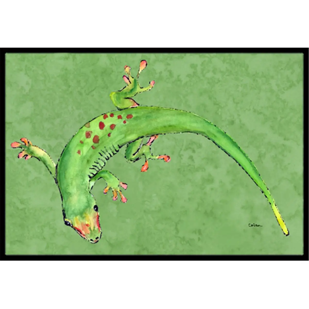 212 MAIN Large Gecko Print Animal Design Doormat - 24x36 in, Rubber Backed, Fade Resistant, Permanent Dye, Durable Indoor-Outdoor Household Textile Rug, Animal Design Doormats