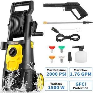 VEVOR Electric Pressure Washer, Various specifications, Max 2000 PSI 1.76 GPM Power Washer w/ 30 ft Hose, 5 Quick Connect Nozzles, Portable to Clean Patios, Cars, Fences, Driveways, ETL Listed powerwasher