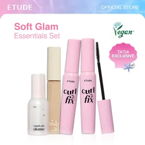 [ETUDE Official] Soft Glam Essentials Set | Kpop Idol Make up | Curl Fix Mascara BOGO(#01 BLACK or #04 Volume) + Nymph Aura Volumer + Big Cover Skin Fit Concealer Pro Set | Waterproof Mascara | Clean Girl Makeup set | Hell Mascara | DealsForYouDays