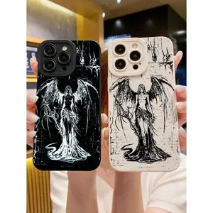 for iPhone 17 ProMax Angel Wings Print Phone Cases, Matching Couple/Friend Phone Cases, Black & White, Compatible With IPhone & Galaxy, Case Compatible With Iphone 17 Pro Max, 13, 15, 16 Pro Max