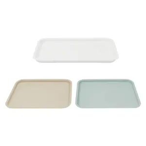 24 Pack Trays Blue Khaki White PP Plastic Microwave Safe Dishwasher Safe Heat Cold Resistant Non Slip 36x27cm Serving Cafeteria Trays for Restaurant Kitchen School Hospital