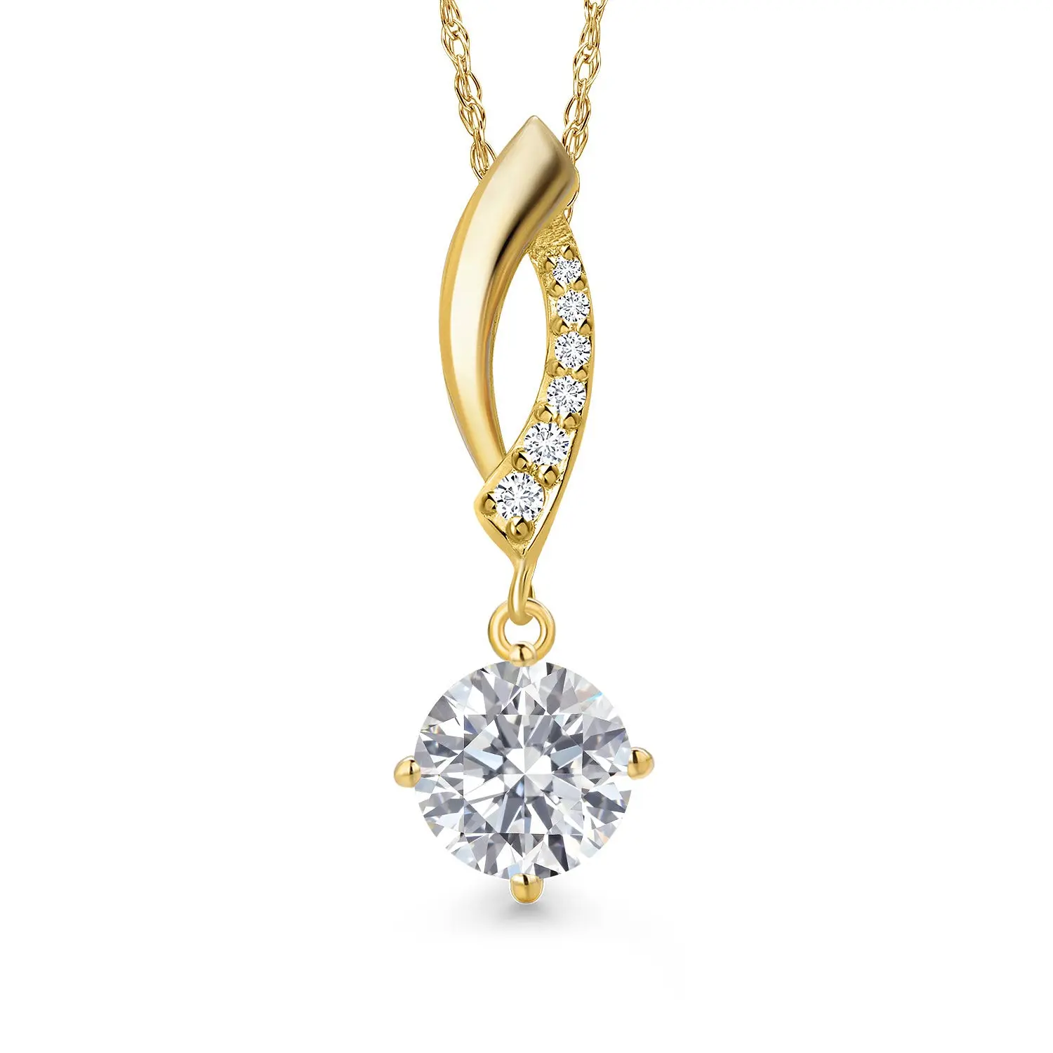 0.78 Cttw IGI Certified Lab Grown Diamond Infinity Pendant Necklace For Women in 14K Yellow Gold | Round Cut | D-E Color | VS1-VS2 Clarity | With 18 Inch Gold Chain