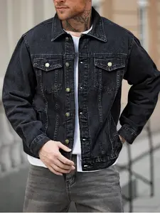 Men's Fashion Casual Lapel Single Button Long Sleeve Denim Jacket, Trendy American Street Style Outerwear, Perfect Gift for Boyfriend