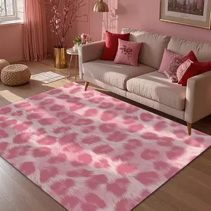 Pink Leopard Pattern Floor Mat, Rectangle Home Decor Carpet, Non-slip Floor Mat for Living Room Bedroom Home Decor, Home Decorative Rug