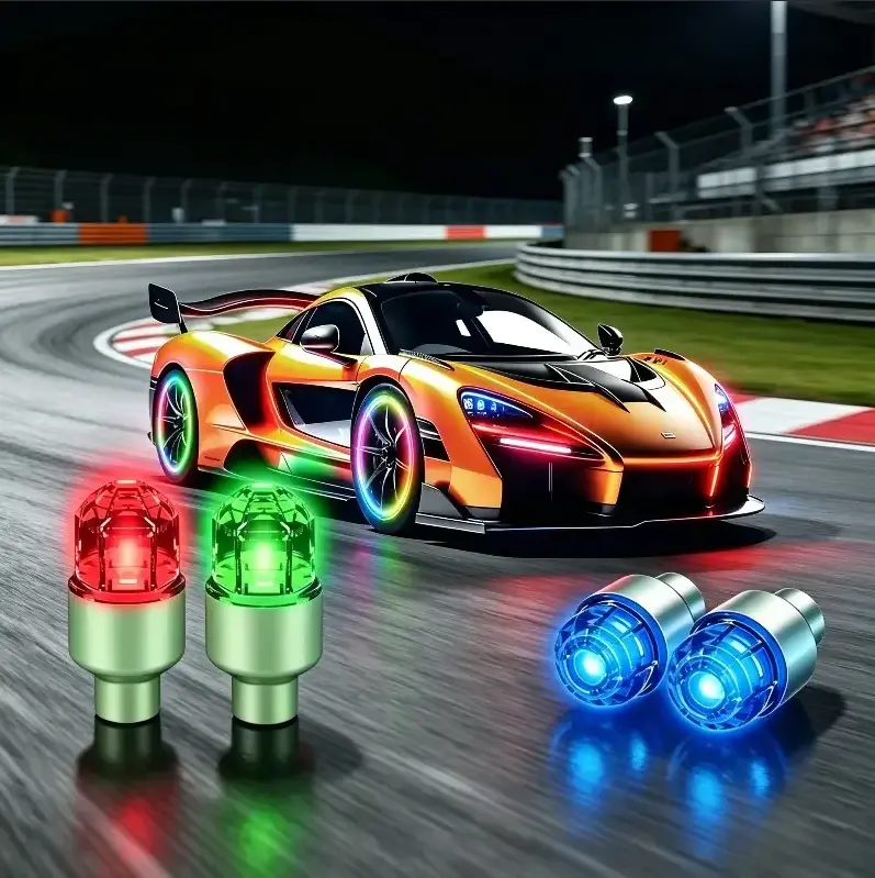 Car Motorcycle Bicycle LED Tire Valve Caps, Vibration Activated Luminous LED Wheel Lights, Decorative Tire LED Lighting