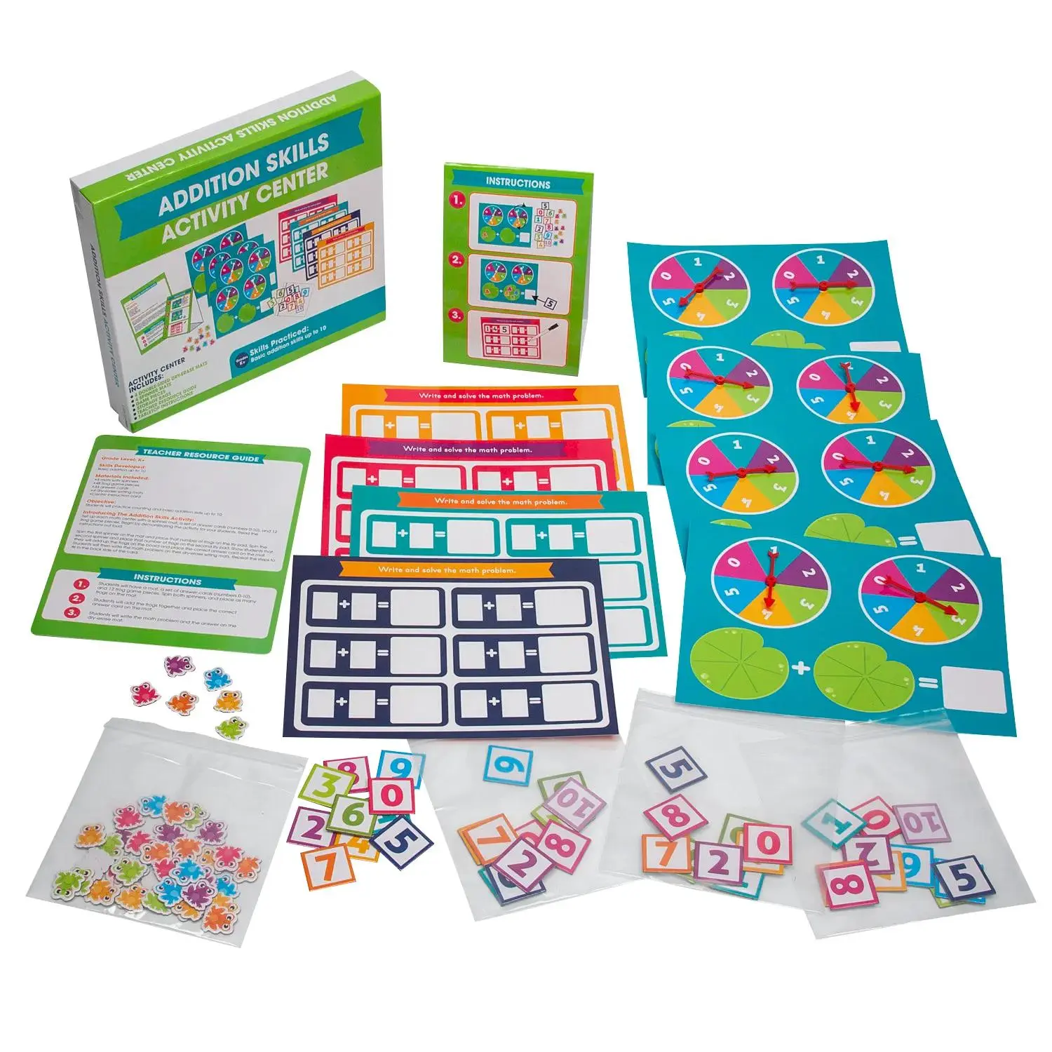 Kindergarten Math Addition Skills Educational Activity Classroom Center ...