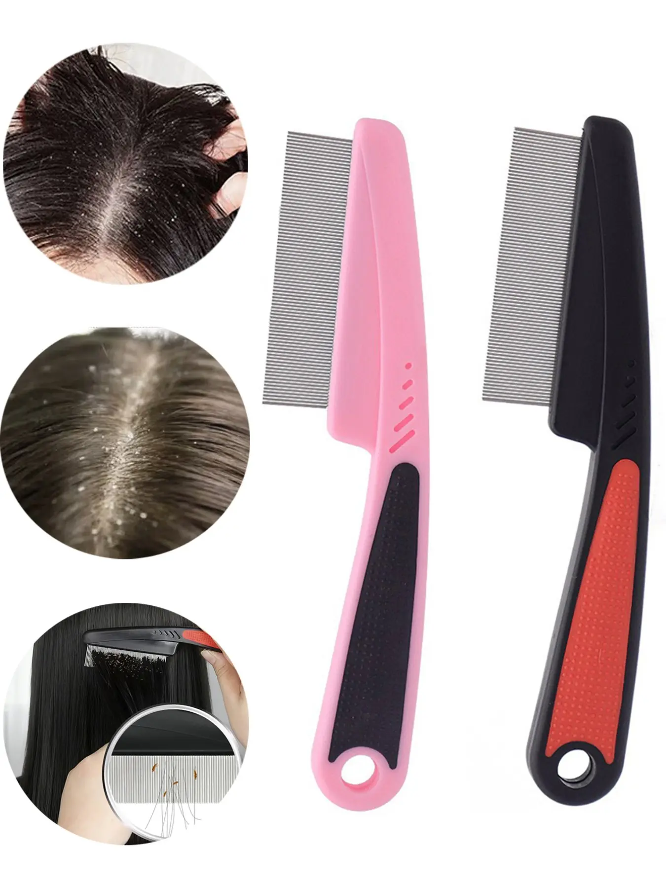 2pcs Dandruff Comb Set, Scalp Care Comb, Scalp Psoriasis Lice Fine Tooth Combs, Multi-Functional Hair Beauty Head Cleaner Brush, Effective Anti-Dandruff Tool, Lice Removal Tool, Dandruff Remover