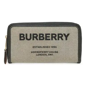Pre-owned BURBERRY Canvas Small Leather Goods Horseferry Print Leather Long Wallet