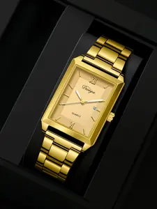 Men's High-Quality Quartz Fashion Square Watch, Square Analog Face, Metal Case, Buckle Closure, Perfect Gift for Daily Use, Birthdays, Thanksgiving, Square Dial Wristwatch