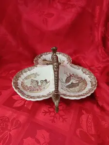 White Porcelain and Bronze Fish Ring Holder