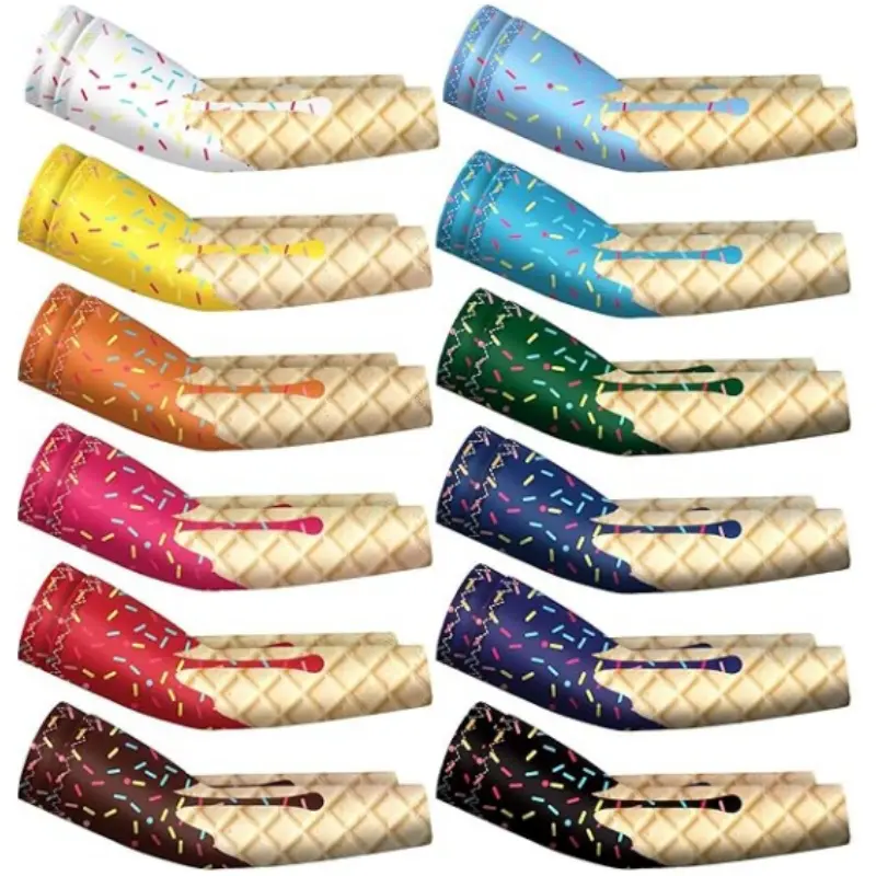 12 Pairs Arm Sleeves for Teenager Compression Football Baseball Arm Sleeve Youth UV Protection Breathable Cooling Sleeve