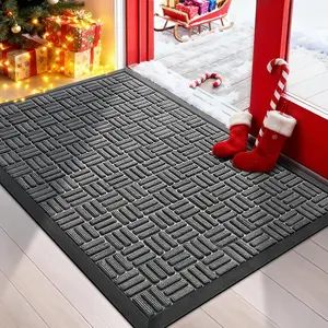 Front Door Mat – Heavy-Duty Durable Welcome Mat for Indoor/Outdoor Use, Dirt-Trapper Waterproof & Super Absorbent Entryway Doormat for Patio, Porch, and Home Entrances, 29.5" x 17", Grey