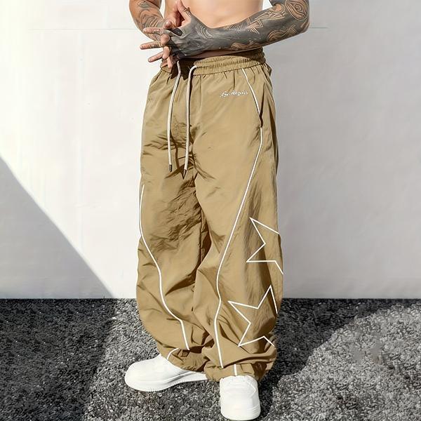 Men’s 3-pack wide-leg athletic pants with star stripe design, shape legs, suitable for streetwear and everyday outings